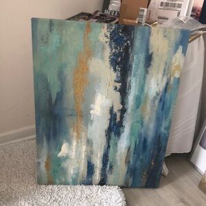 Abstract Blue and Gold Canvas Art